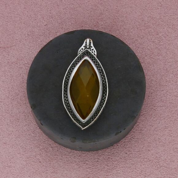 sterling silver art deco vintage faceted orange crystal pendant - Picture 2 of 3